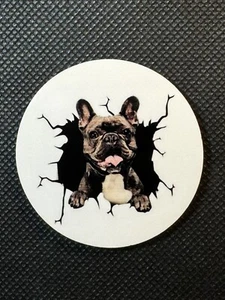 Imán de refrigerador redondo Bulldog Francés negro nuevo regalo - Imagen 1 de 2