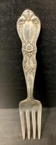 1847 Rogers Bros IS Silver Plate Floral Pattern Relish Serving Fork 4.5 in VTG - Picture 1 of 7