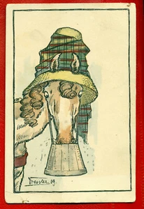 PFERD UND HUT VON TRESSLER VINTAGE POSTKARTE GEBRAUCHT 347 - Bild 1 von 2
