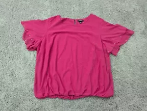 Roz & Ali Dressbarn Top Blouse Womens Size 3X Ruffle Sleeve Pink - Picture 1 of 9