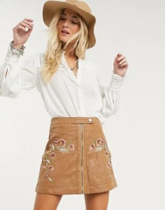 *$128 NUEVO CON ETIQUETAS NUEVO Free People Alanis Moto Mini Falda Arena 0 2 4 6 8 10 - Imagen 1 de 6