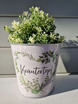 Zink Blumentopf Kräutertopf Metall Ø16x14,5 cm - Bild 1 von 4