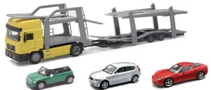 NEWRAY - Portacoches MAN F2000 4x2 y su remolque con 1 chevrolet 1 bmw 1 mini... - Imagen 1 de 1