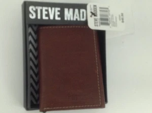 Billetera triple plegable marca Steve Madden para hombre con estuche de cuero marrón - precio de venta sugerido por el fabricante $40 ️ - Imagen 1 de 7
