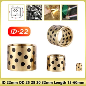 Oilless Graphite Brass Bearing Bushing Sleeve Self Lubricating High Load ID 22mm - Picture 1 of 14