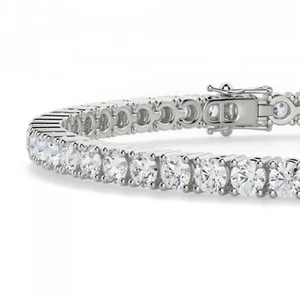 10 Ct Womens Men Tennis Bracelet 14K White Gold Plated Solid Silver Double Lock - Picture 1 of 6