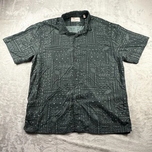 Kahala XL Aloha Hawaiian Shirt Green Gray Geometric Pattern Beach - Picture 1 of 5