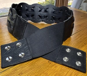 Cinturón elástico trenzado de cuero negro mercado negro de la Casa Blanca talla M - Imagen 1 de 8
