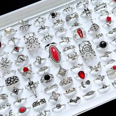 Lote a granel de 20 anillos de acero inoxidable para hombres y mujeres anillos de moda gótica al por mayor Foto 1 de 4