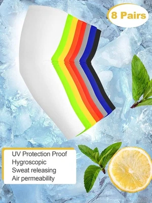 8 Pairs Arm Sleeves UV Sun Protection for Men Women Cooling Tattoo Cover Up S... - Image 1 of 4