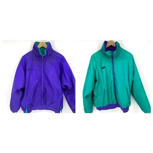 Chaqueta Vintage Columbia Reversible Cremallera Completa Púrpura Verde Talla L - Imagen 1 de 9