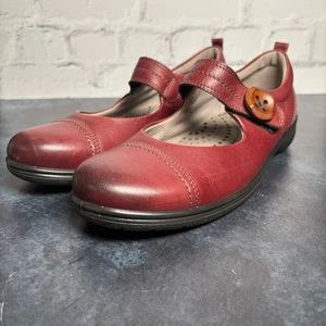 Ecco Mary Jane Comfort Shoes Burgundy Leather Size 40/US 9 - Picture 1 of 9