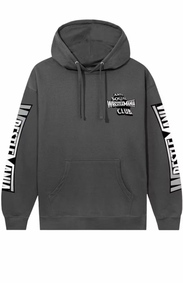 Anti Social social Club Wrestle Mania Charcoal Grey Hoodie size 2xl - Image 1 of 4
