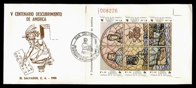 DR WHO 1990 EL SALVADOR FDC COLUMBUS DISCOVERY AMERICA w15775 - Image 1 of 2