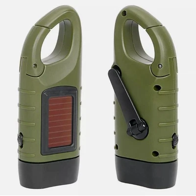 2X 3 LED Lamp Solar Power Flashlight Wind Up Hand Crank Emergence Camping Torch - Image 1 of 4