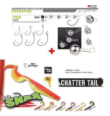 Schnellwechsel Köderset Fox Rage Fork Tail 10 cm + VMC 7310 + Cheburashka V2 - Bild 1 von 2