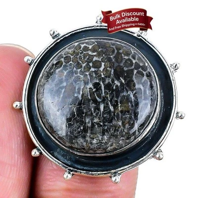 Anillo de plata maciza 925 con piedras preciosas de coral raya declaración hermana año nuevo joyería Foto 1 de 4