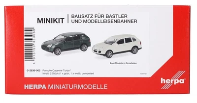 HERPA, PORSCHE Cayenne Turbo verde e bianco - 2 pezzi da assemblare, 1/87,  H... - Immagine 1 di 4
