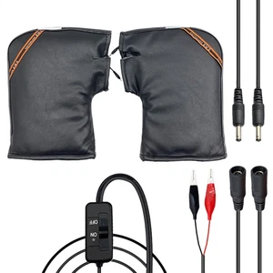 Winter Gloves Cycling Motorcycle Handlebar Mittens 12V Heated Fleece Warm Muffs - Picture 1 of 12