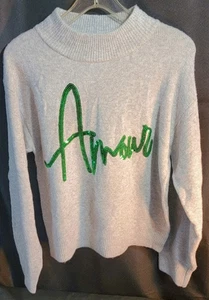 Neu mit Etikett A New Day Pullover grau metallic grün Pailletten Amour Glitzer Rundhalsausschnitt Small - Bild 1 von 13