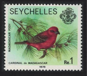 SALE Seychelles Madagascar red fody 1 Re Imprint '1979' MNH SG#412B MI#402.II.I - Picture 1 of 1