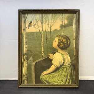 Antike 20er Jahre Lithographie FRÜHLINGSLIED von Simon Glucklich Antik Kunst Mattrahmen - Bild 1 von 4