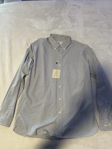 Camisa de vestir de manga larga blanca/azul a cuadros talla mediana cabeza de pato para hombre nueva con etiquetas - Imagen 1 de 10