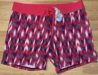 Nuevo Prana Mujer Makenna Board Shorts Natación Geo Estampado Bolsillo Rosa Negro Talla M Foto 1 de 4