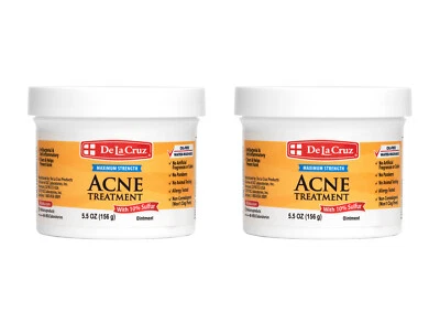 De La Cruz 10% Sulfur Ointment Acne Medication, 2 JUMBO JARS 5.5 OZ Exp. 07/2027 - Image 1 of 4