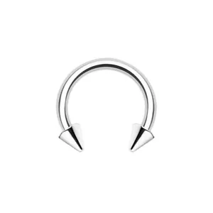 8mm Silver Horseshoe Spike Septum Ring Barbell Nose Tragus Lip Stainless Steel - Picture 1 of 5