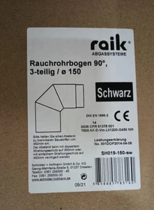 Rauchrohrbogen 3-teilig 90° schwarz 150 - Bild 1 von 2