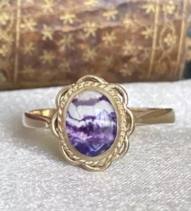 9ct Gold & Blue John Triplet Ring, Size Q.5, 2g, Gorgeous !! - Picture 1 of 12