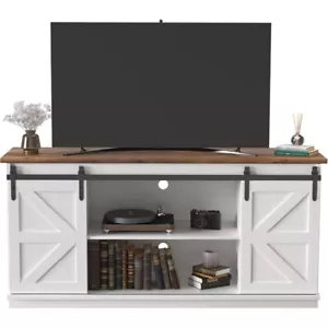 TV Stand for 65Inch TV Entertainment Center w/Storage Cabinet Sliding Barn Doors - Picture 1 of 9