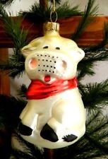 VINTAGE-NEW White Cow Red Bandanna Glass Christmas Ornament Germany