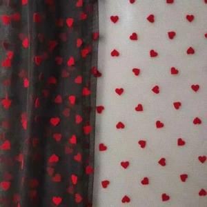 Lace Fabric Double-Sided Flocking Love heart Tulle Fabric DIY Tutu Dress By Yard - Bild 1 von 7
