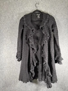 Betsey Johnson NY Cardigan Women M Crochet Dark Fairy Whimsigoth Grunge VTG 90’s - Picture 1 of 7