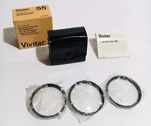 Rare Vivitar 55mm Close-Up Macro Lens Filter Set +1 +2 +4 W/ Case Original Box - Picture 1 of 5