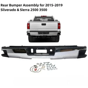 Chrome Steel Rear Bumper Assembly for 2015-2019 Silverado & Sierra 2500 3500 - Picture 1 of 14