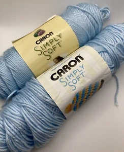 2 Partial Skeins Caron Simply Soft Yarn Color Soft Blue 8 OZ Total Scarf Yarn - Picture 1 of 3