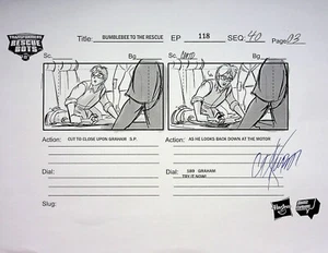 TRANSFORMERS Rescue Bots SIGNED DAN KUBAT Production Storyboard Copy Page #KB - Picture 1 of 2