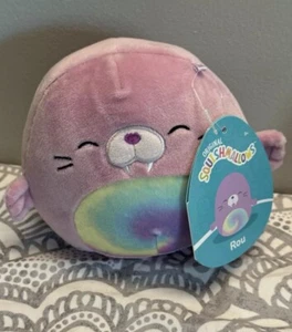 NWT Squishmallows 5” ROU Walrus 2022 Purple & Rainbow Tie-Dye Belly Soft Plush - Picture 1 of 7