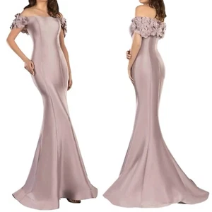 NEW Terani Couture Floral Off Shoulder Long Gown 2021E2799 Mauve Women Size 4 - Picture 1 of 12