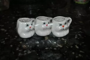 NEW Set/3 FACE Rabbit BUNNY Easter MINIATURE CUP 3D Cute 2"H Sealed Ceramic - Picture 1 of 3