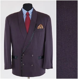 Mens Purple Double Breasted Blazer 40R UK Size ORILEY Wool Sport Coat Jacket - Picture 1 of 12