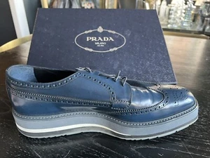 A/W 17 mens Prada Calzature Uomo shoe USA size 11 UK 10 Blue Spazzolato W Box - Picture 1 of 12