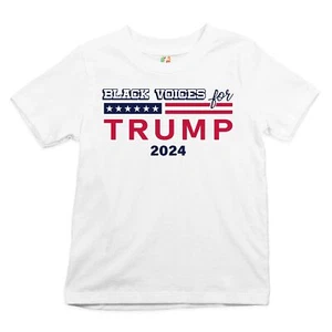 Black Voices For Trump Youth T-shirt Donald Trump 2024 Stars and Stripes Kids - Picture 1 of 29