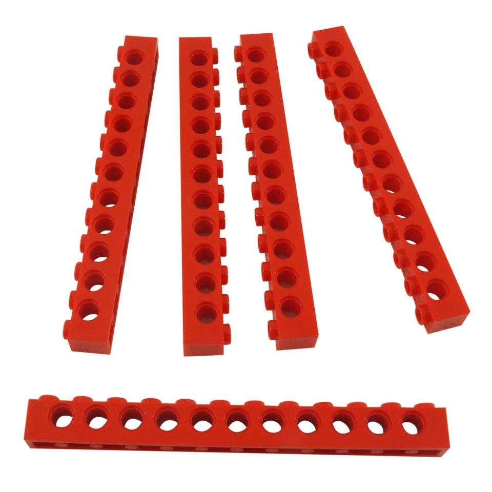 5 LEGO Technic, Brick 1 x 12 with Holes Rouge - Photo 1/1
