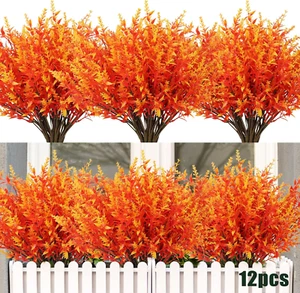 12 Bundles Outdoor Artificial Flowers UV Resistant Fake Boxwood Plants, Faux Gre - Picture 1 of 12