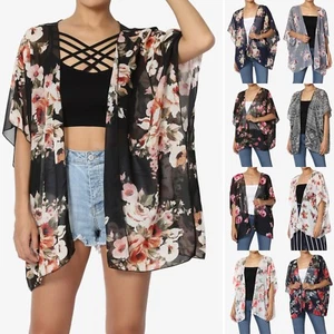 Cárdigan TheMogan Mujer y Plus Floral Kimono Chal Suelto Chifón Playa Cubierta - Imagen 1 de 62