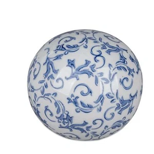 Dekoobjekt Kugel VINTAGE RANKEN weiß blau D. 12cm Keramik Formano Garten S25 - Bild 1 von 2